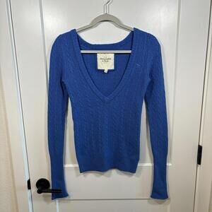VTG Y2K Womens Abercrombie Fitch Cable Knit V-Neck Sweater Large Bella Swan Wool